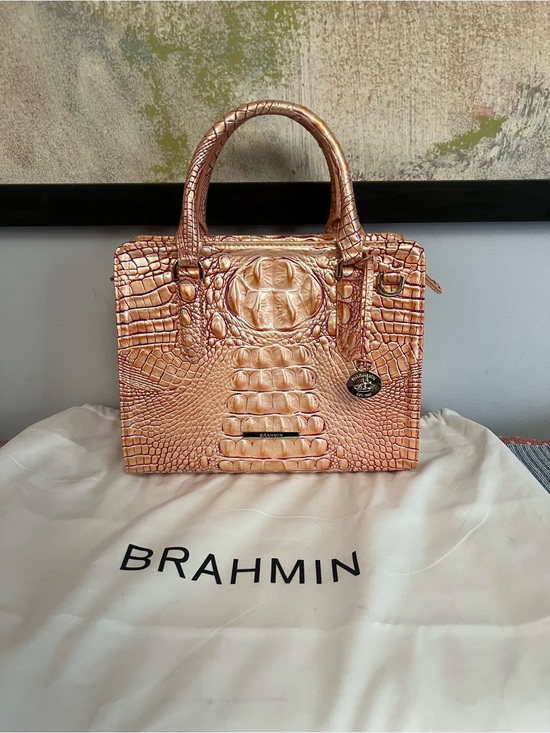 Brahmin Handbags - Brahmin Rose Gold Croc-Embossed Satchel